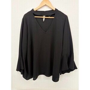 City Chic Women's Black Tunic Long Bell Sleeves‎ Size 3X